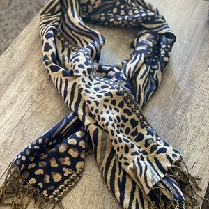 Animal Print Navy/Tan Scarf